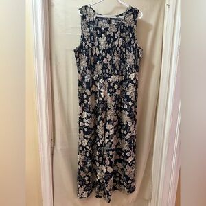 Andrew Marc Floral Boho Smocked Wide-Leg Jumpsuit – XL